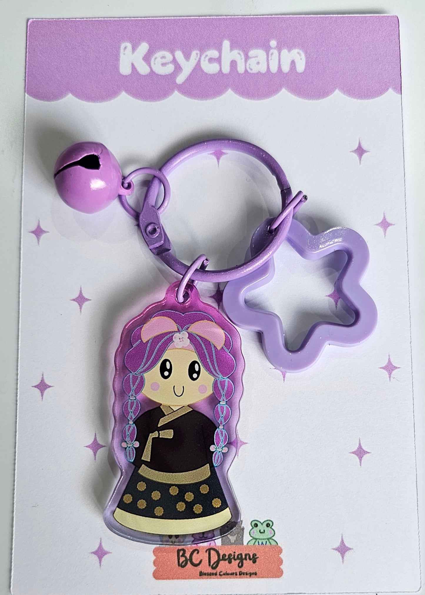 Mini Momofoco hanbok keychain