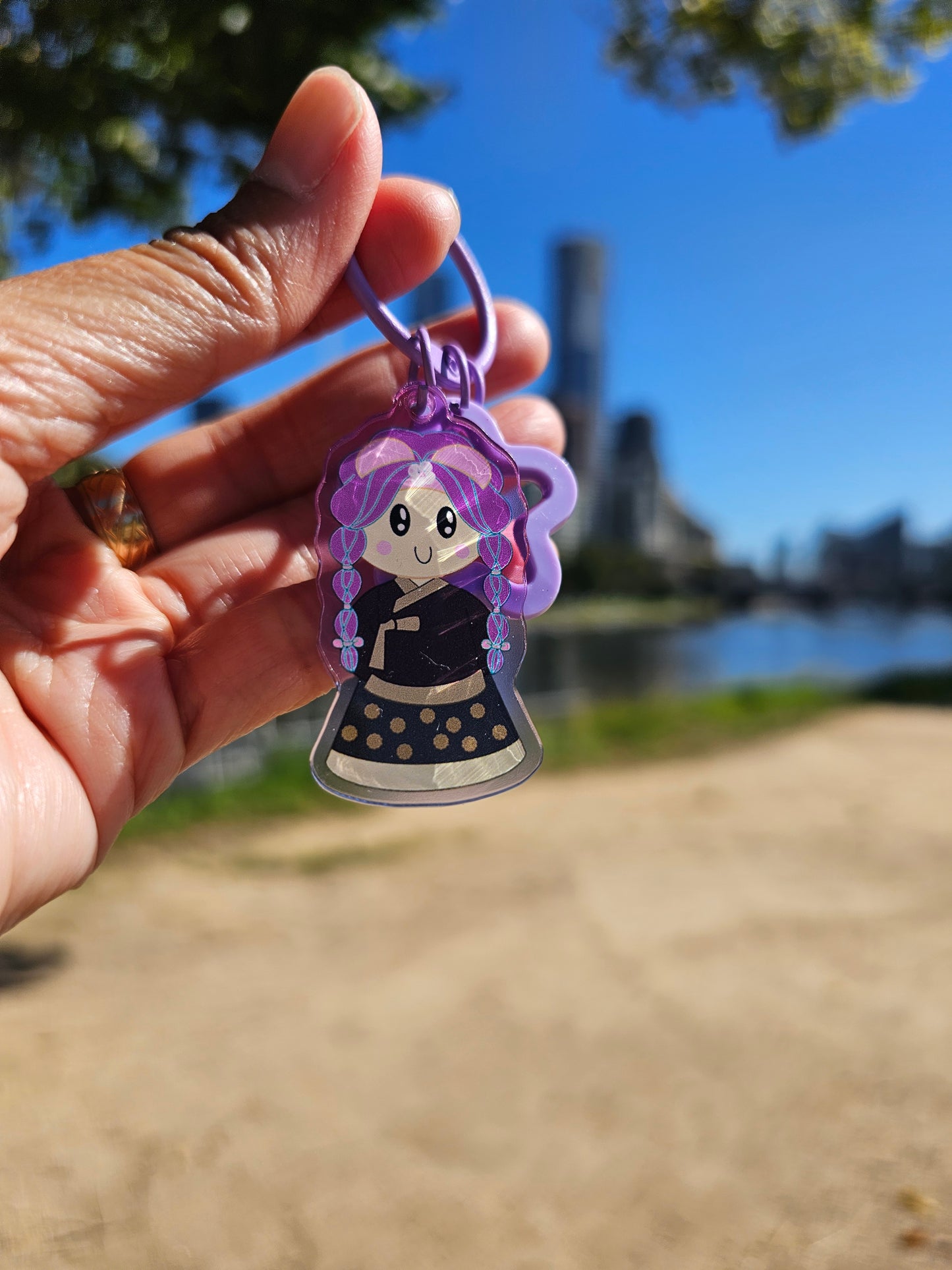 Mini Momofoco hanbok keychain