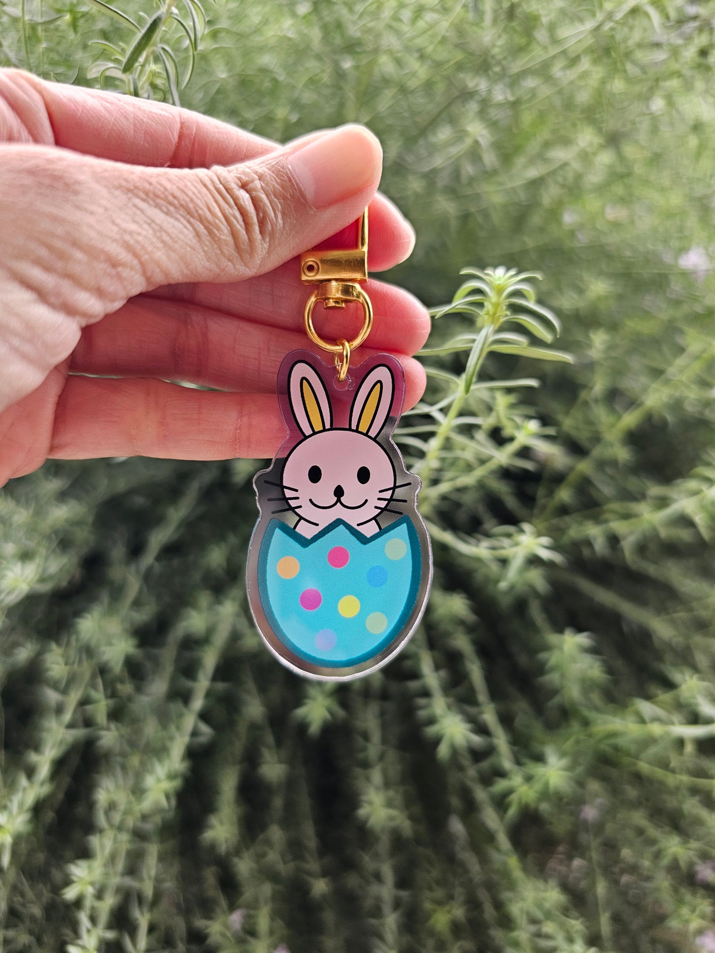 Pink bunny acrylic keychain