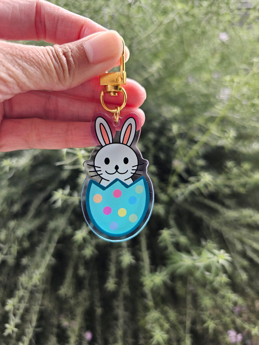 Blue Easter Bunny keychain