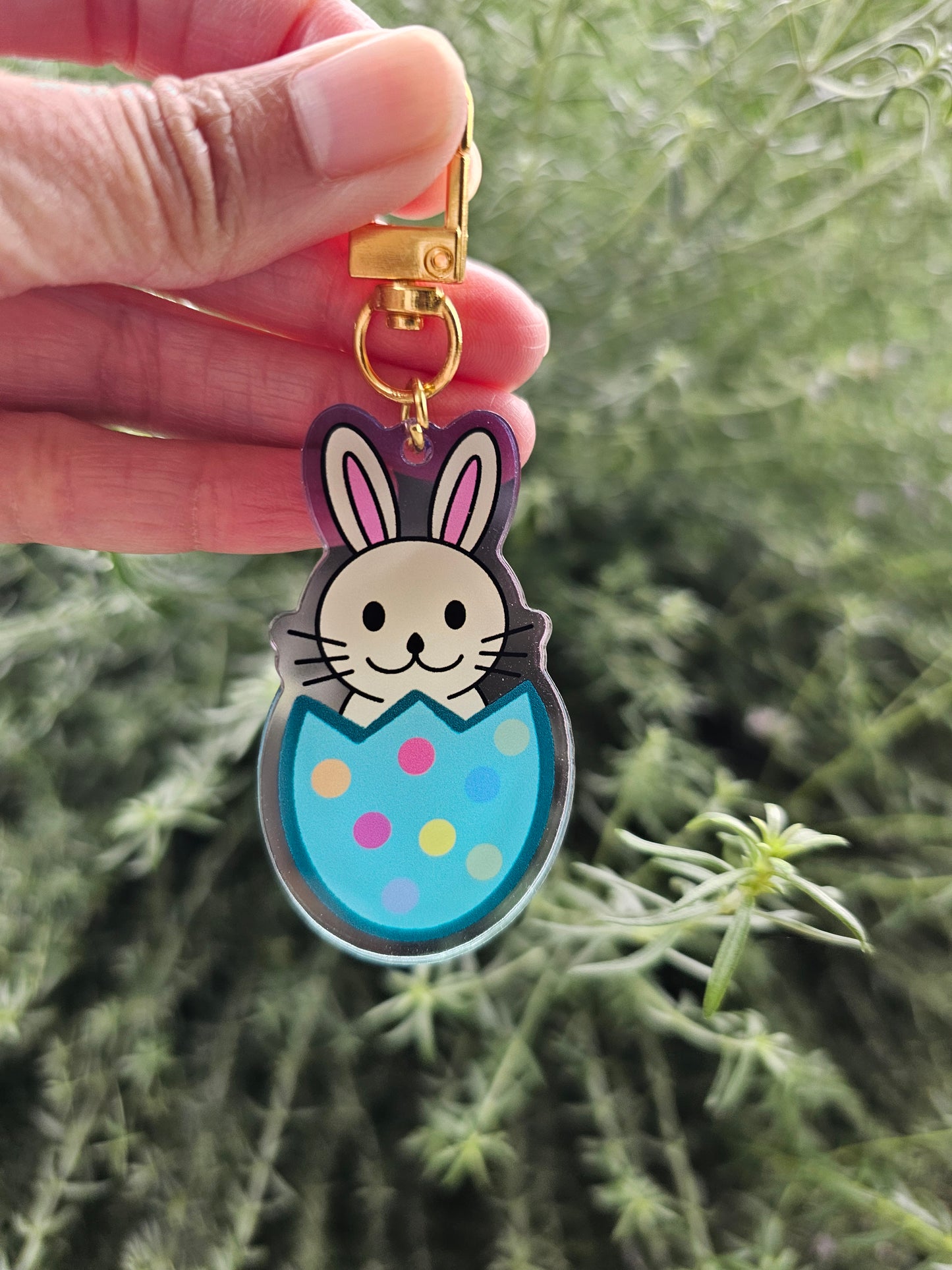 Yellow bunny acrylic keychain