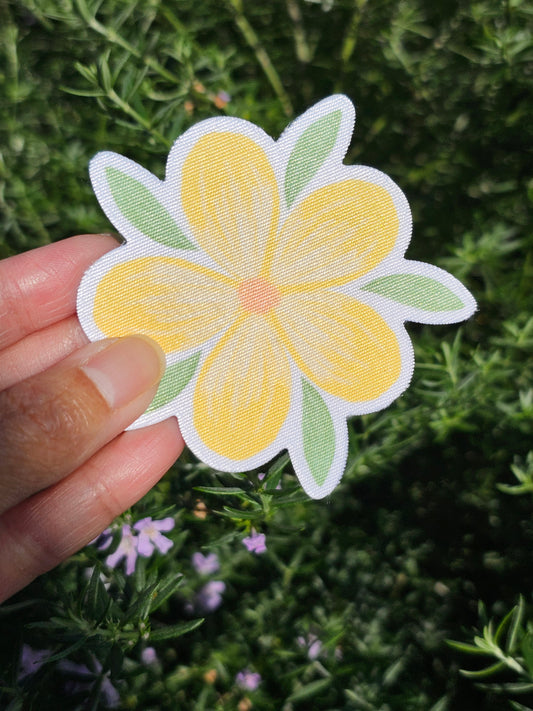 Yellow flower fabric sticker
