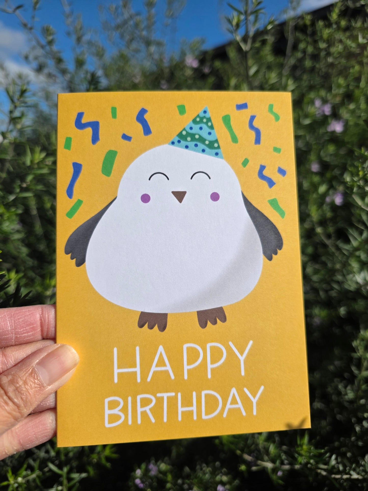 Snowie bird birthday card