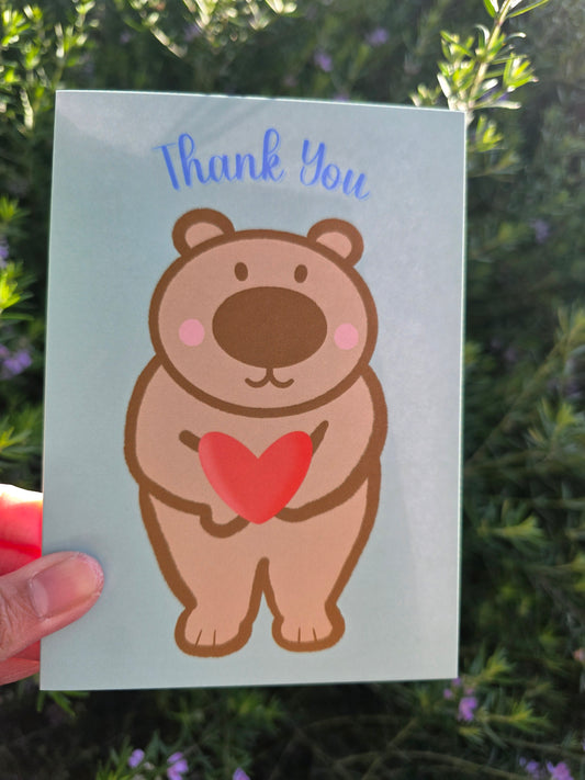 Brown bear Thank you card