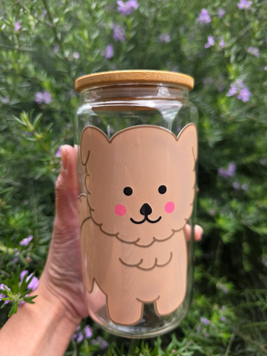 Stay pawsitive glass tumbler