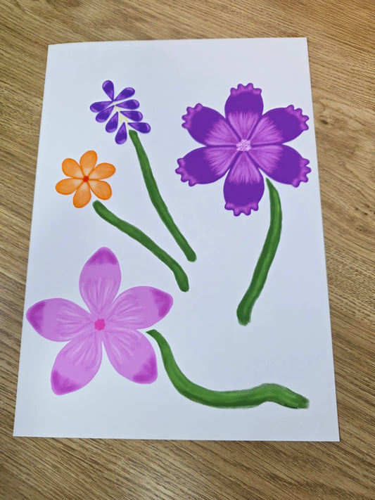Four flowers A4 print