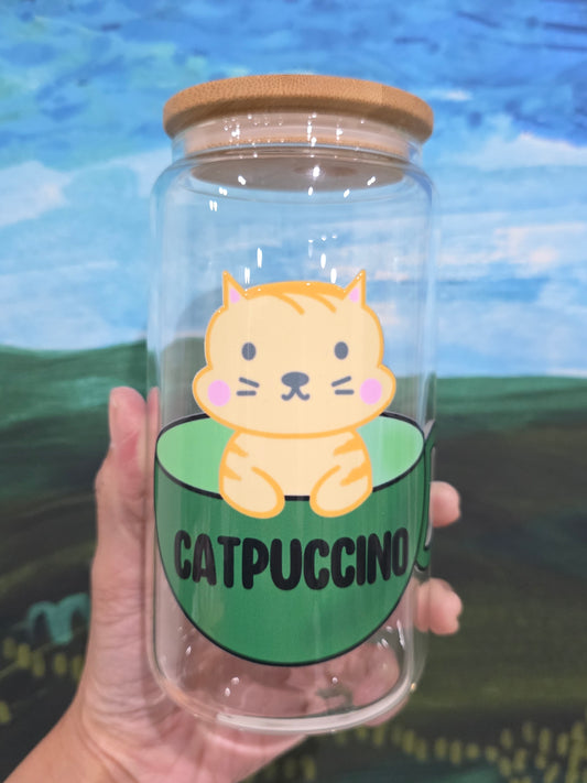 Catpuccino Glass Tumbler