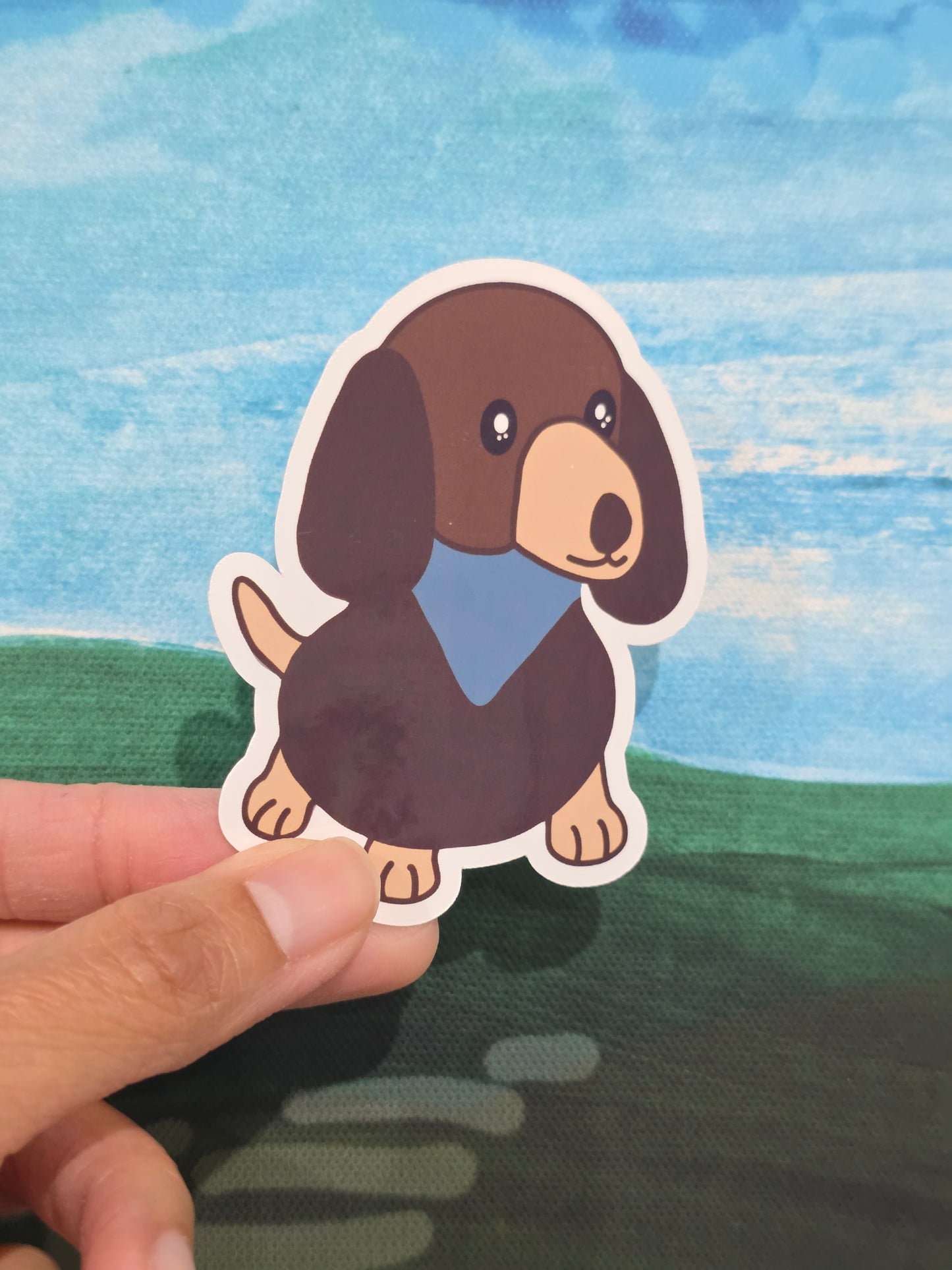 Dachshund with bandana vinyl sticker