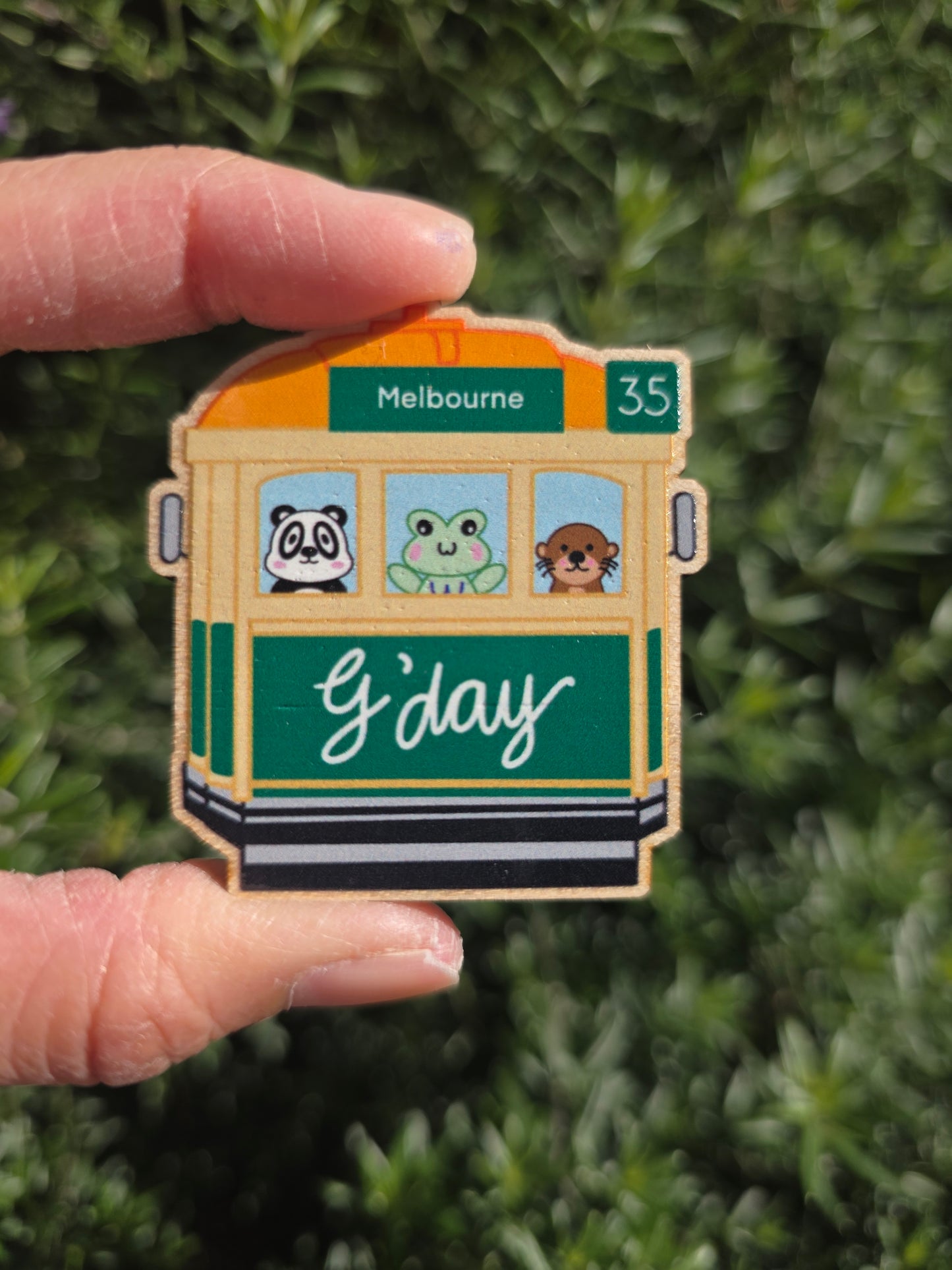 Melbourne tram eco-wooden magnet