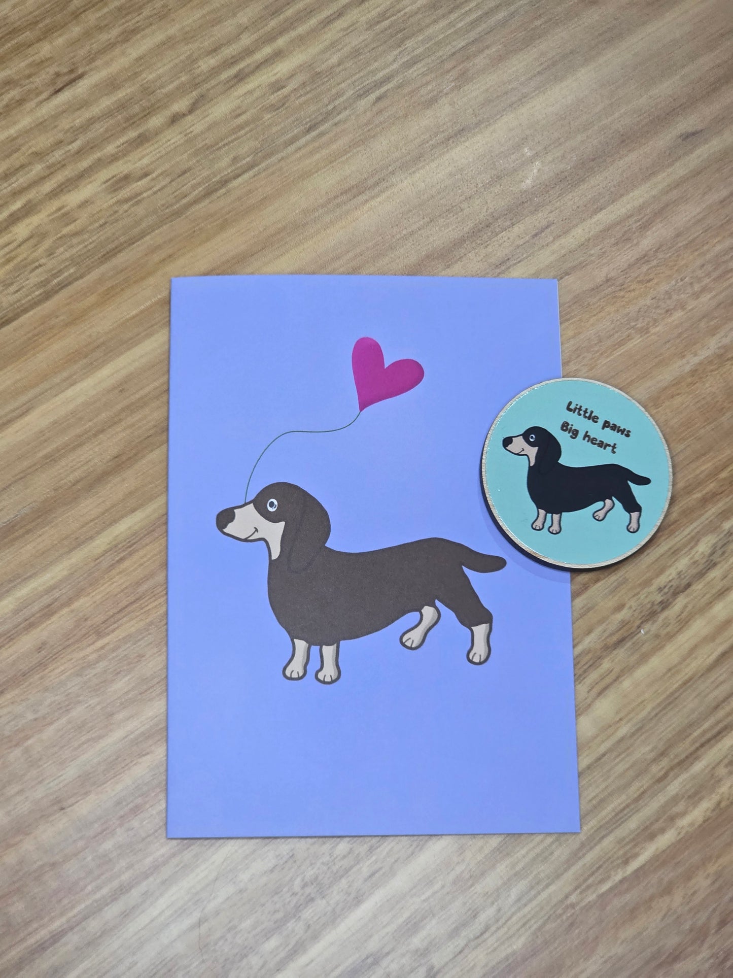 Doxie eco-card and wooden magnet set