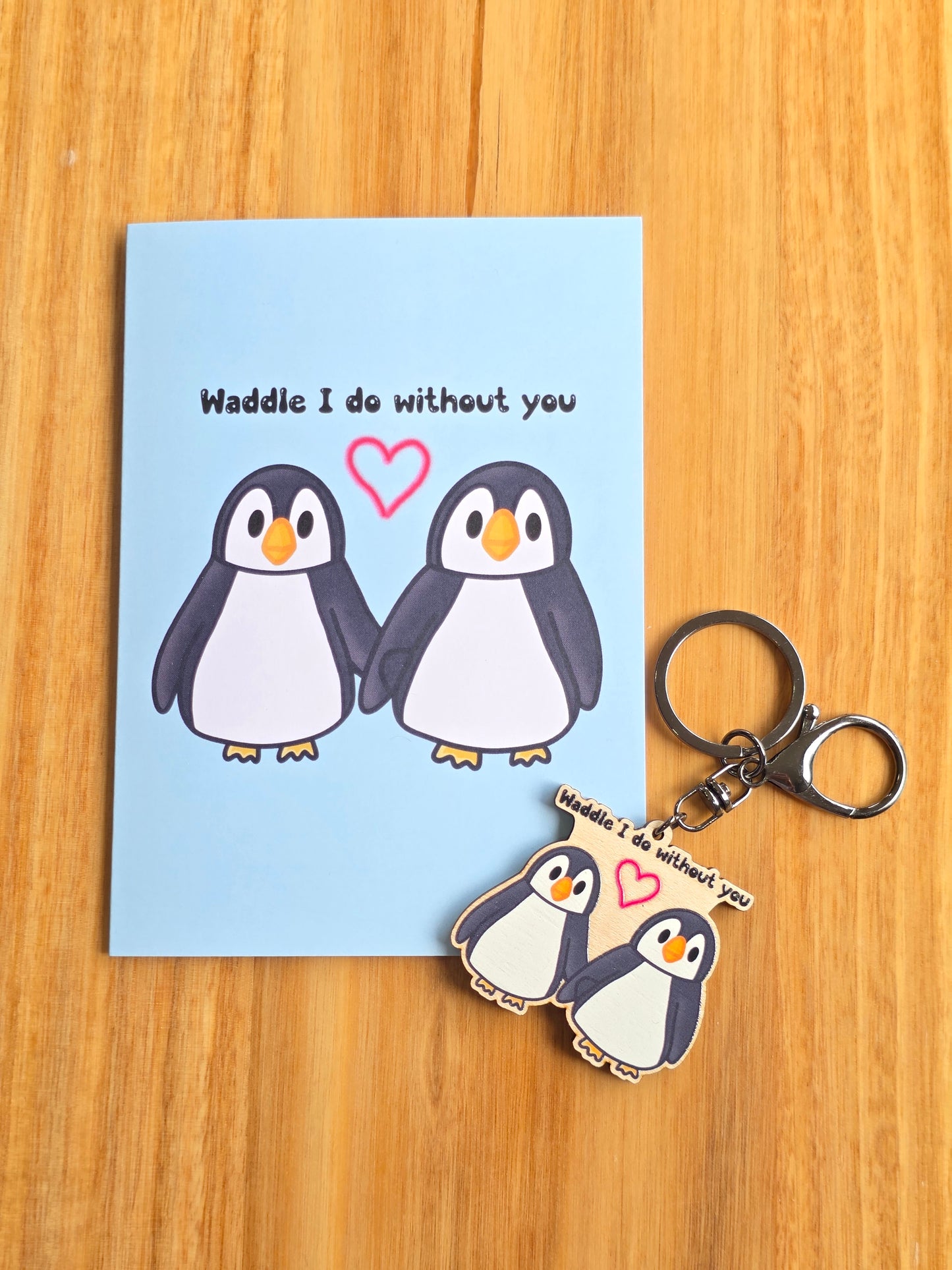 Penguin duo eco-friendly keyring set