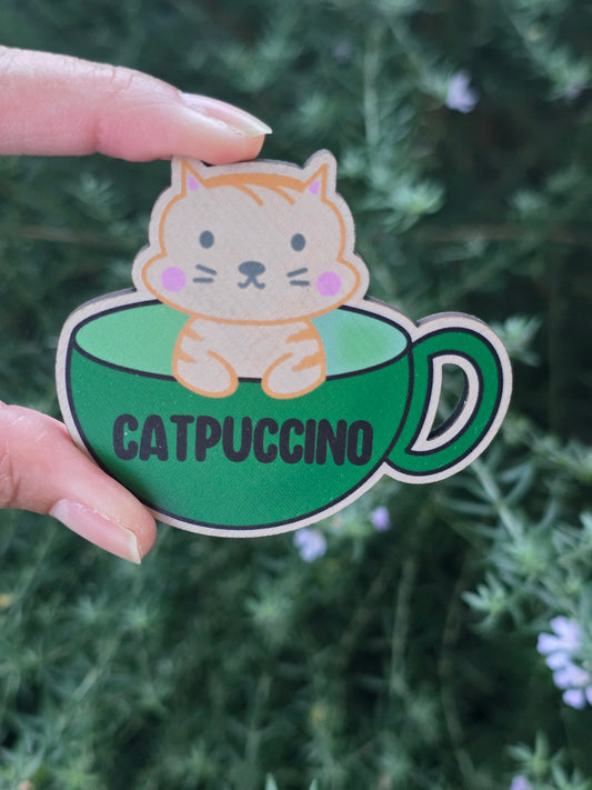 Catpuccino Wooden magnet