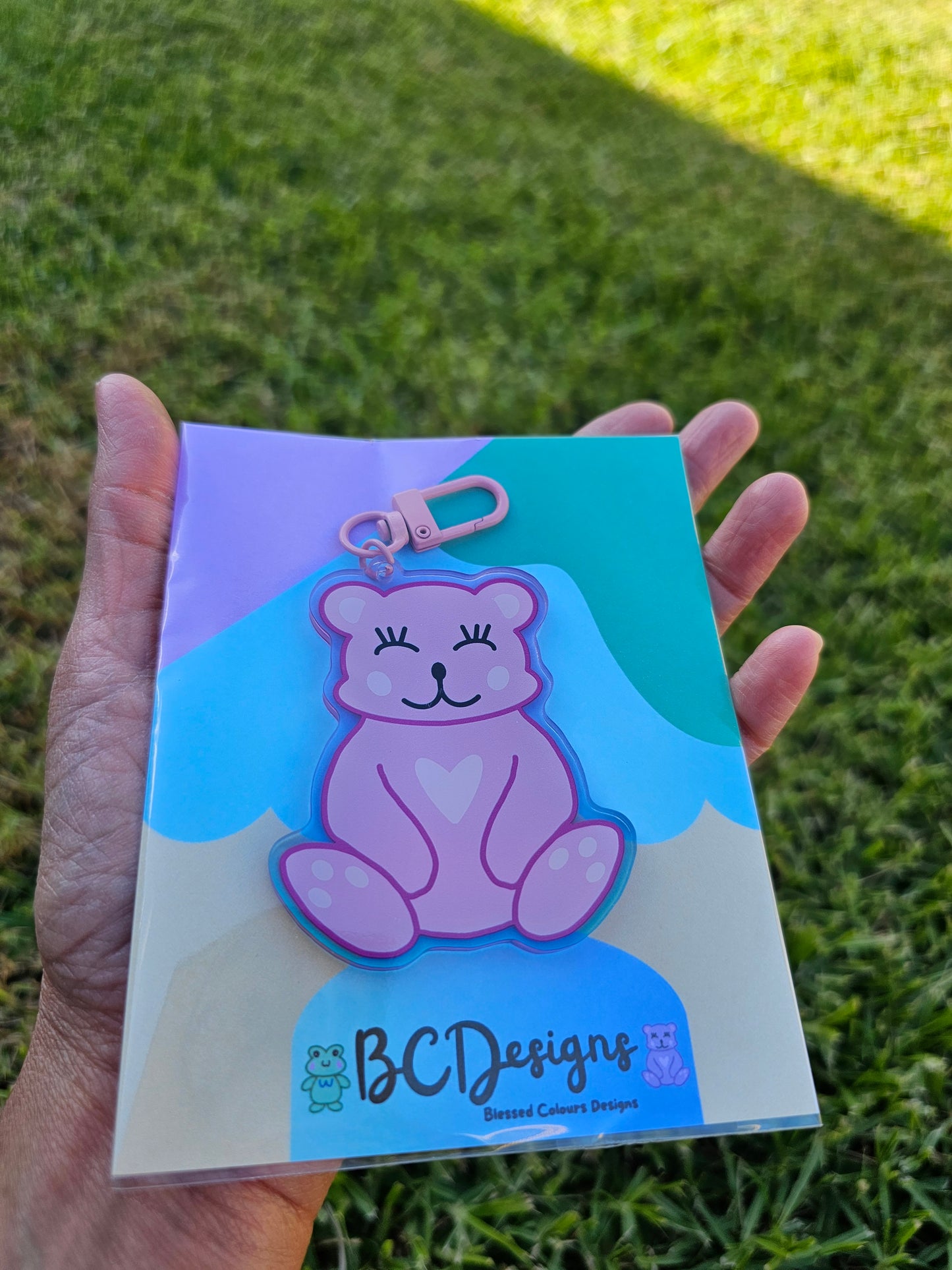 Pink beary bear keychain