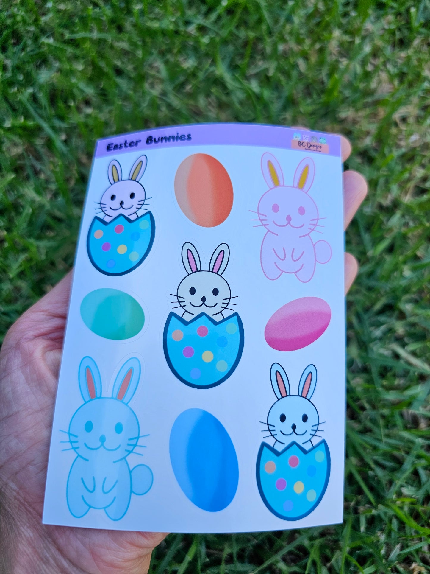 Easter bunnies mini sticker sheets (vinyl glossy)