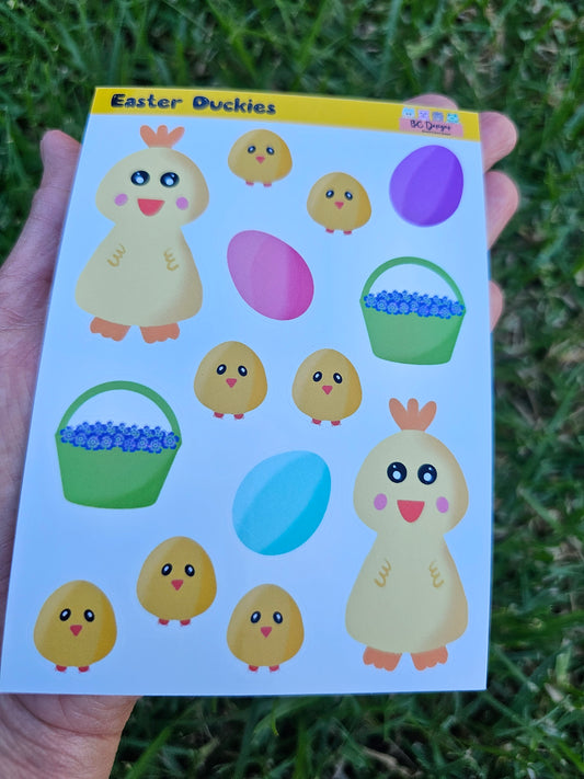 Easter duckies mini sticker sheets (vinyl glossy)