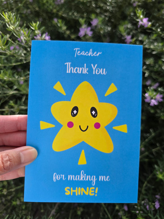 Star thank you teacher card