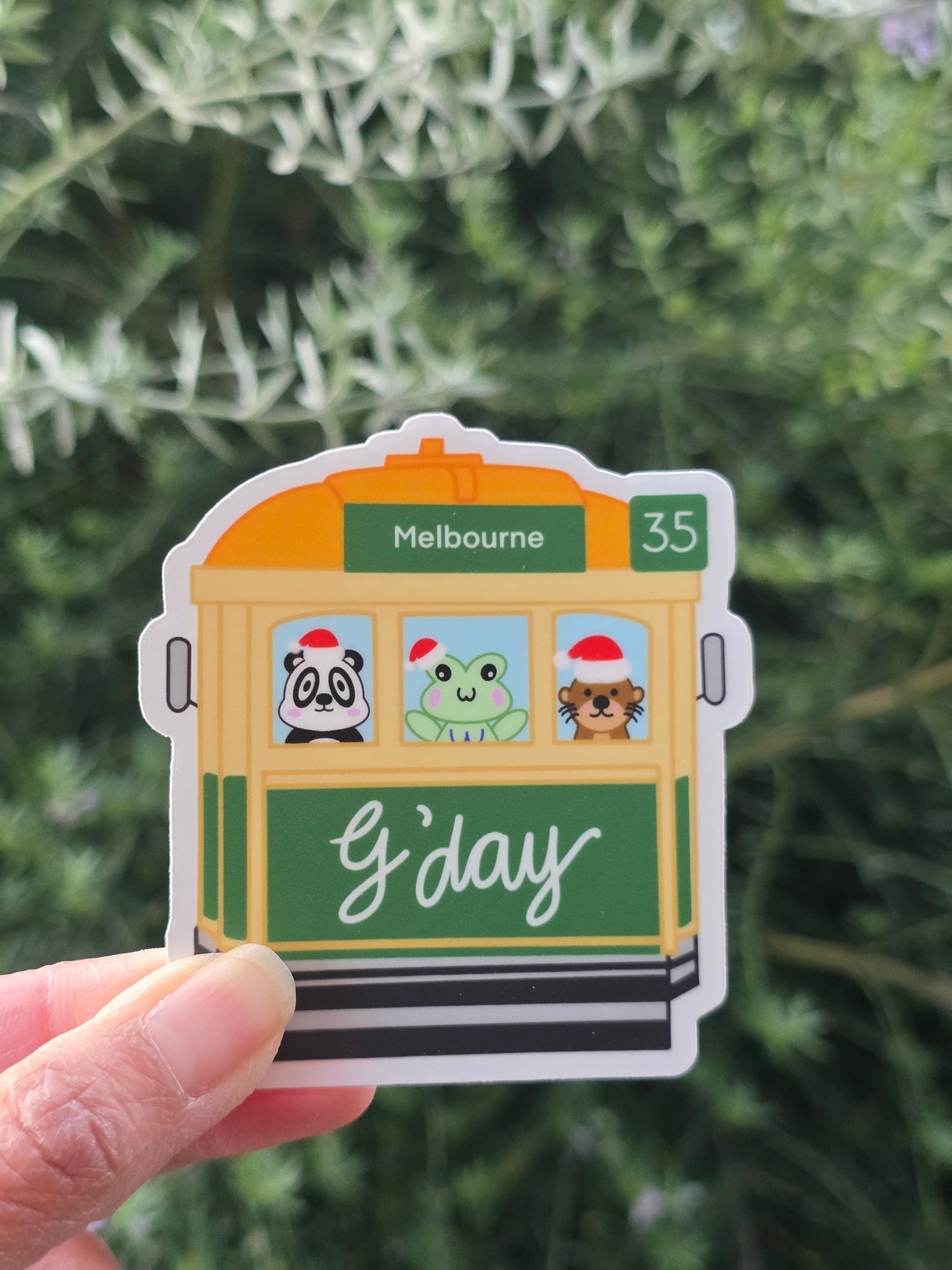 Melbourne tram Christmas waterproof sticker