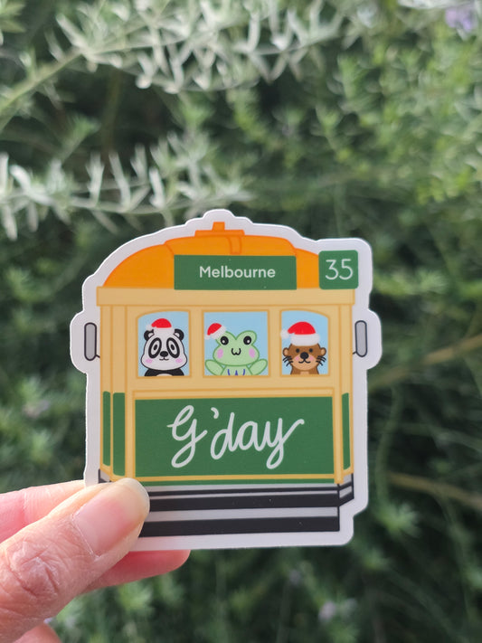 Melbourne tram Christmas waterproof sticker