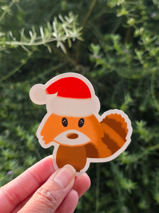 Pulah the Red Panda Christmas waterproof sticker