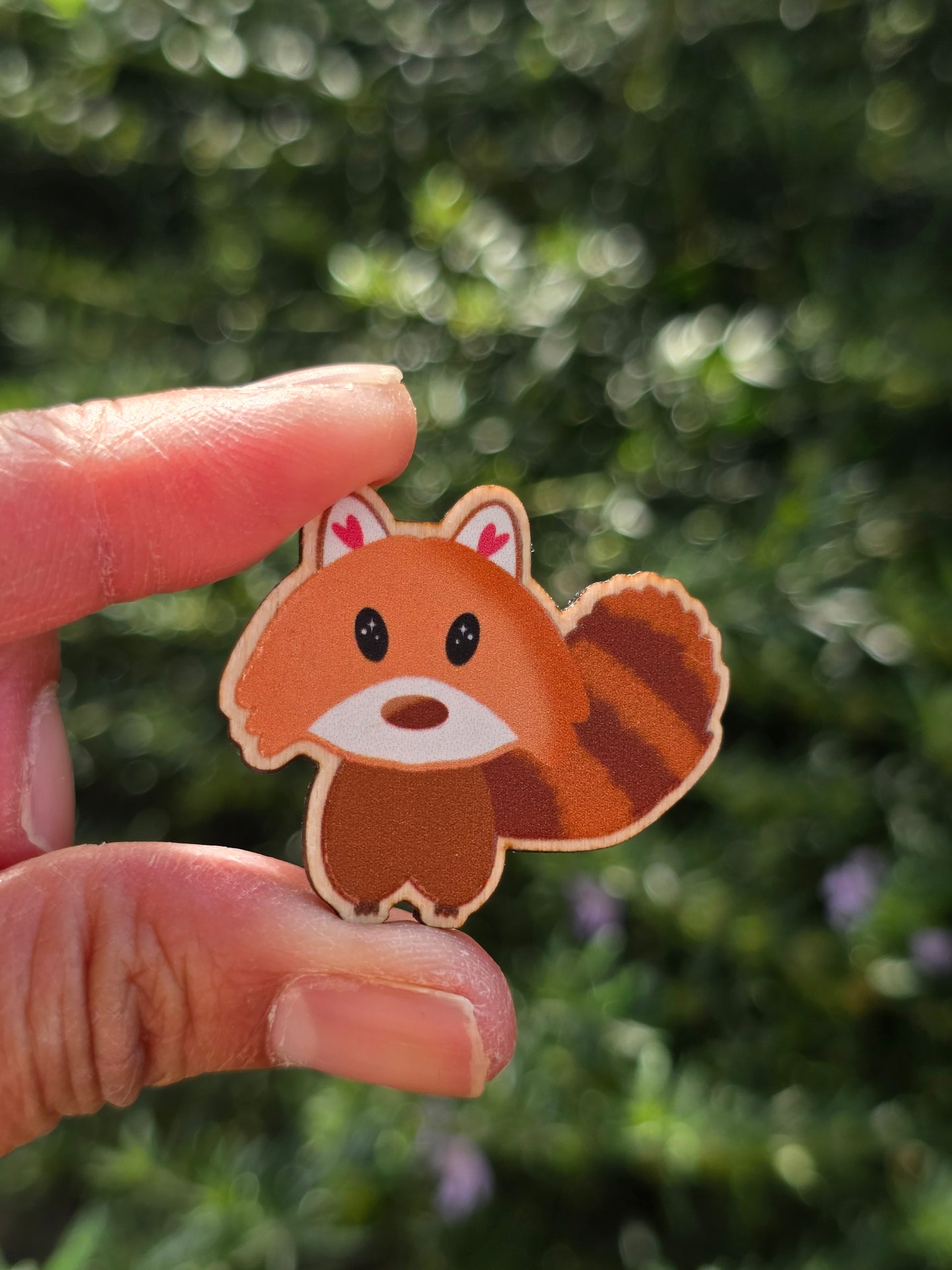 Pulah the red panda wooden pin