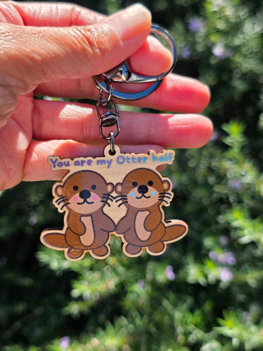 Otter Duo Wooden keychain