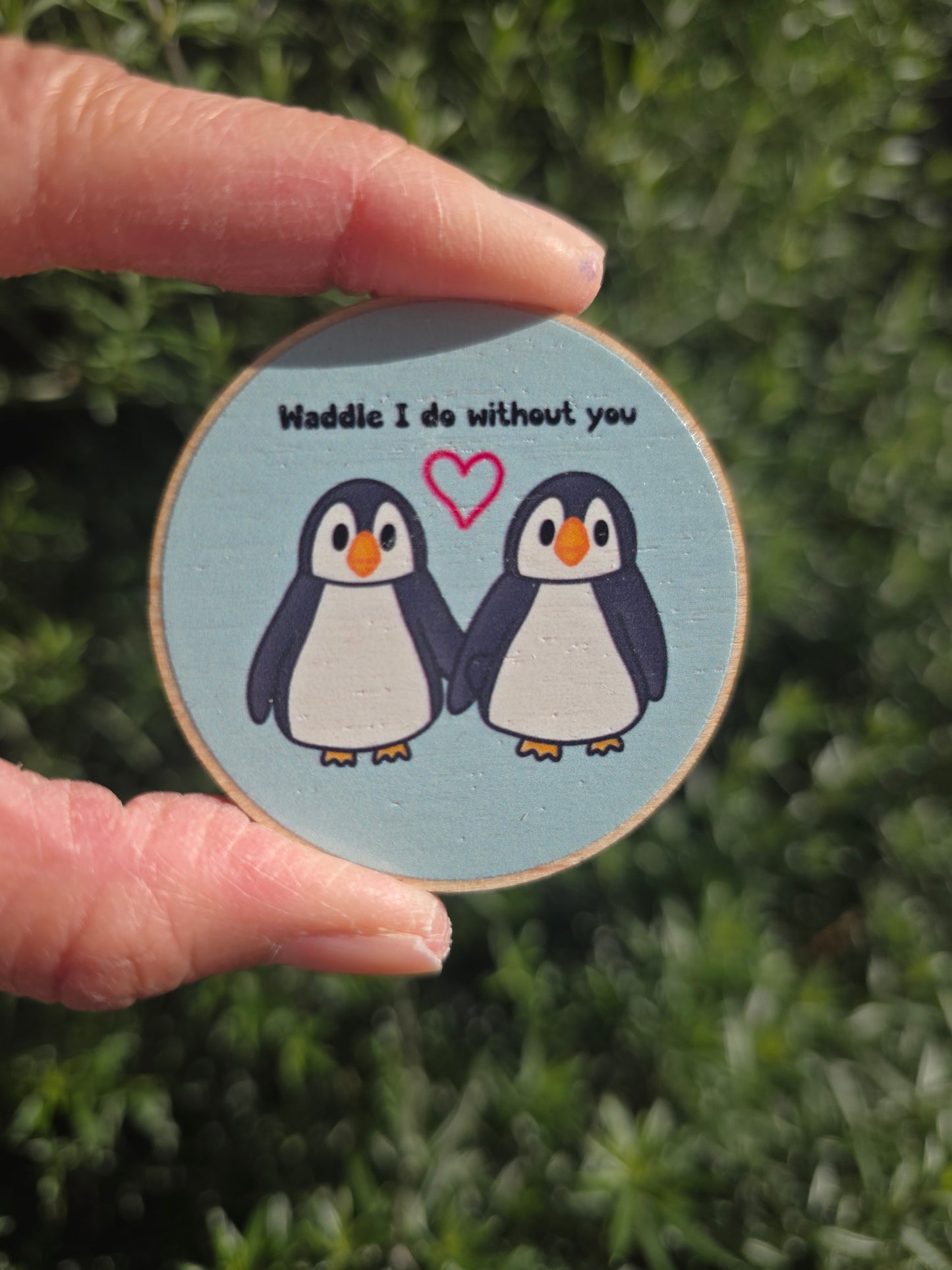 Penguin duo eco-wooden magnet