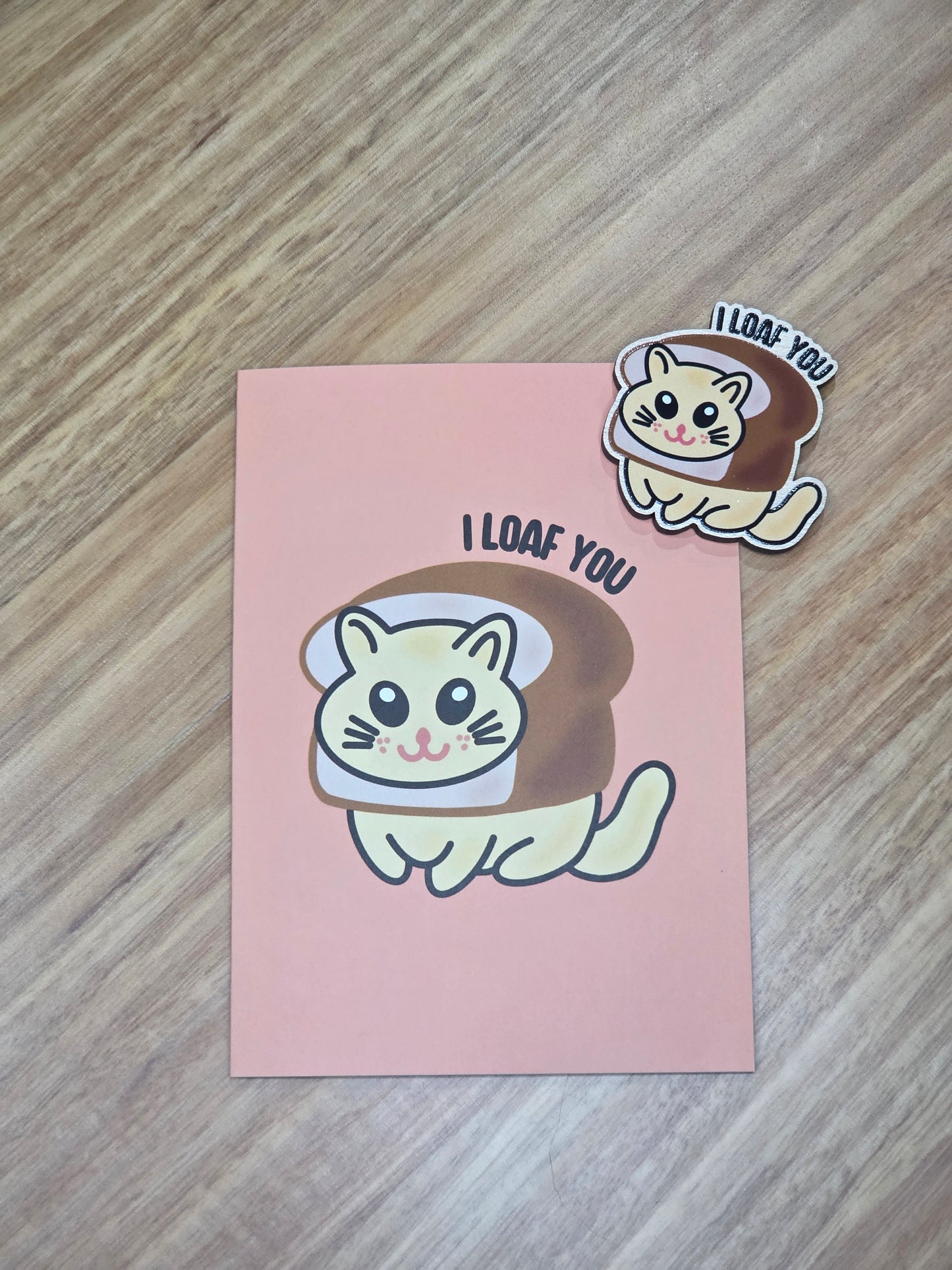 Loaf you eco-card and wooden magnet set