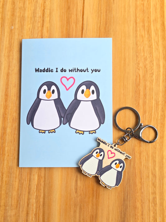 Penguin duo eco-friendly keyring set