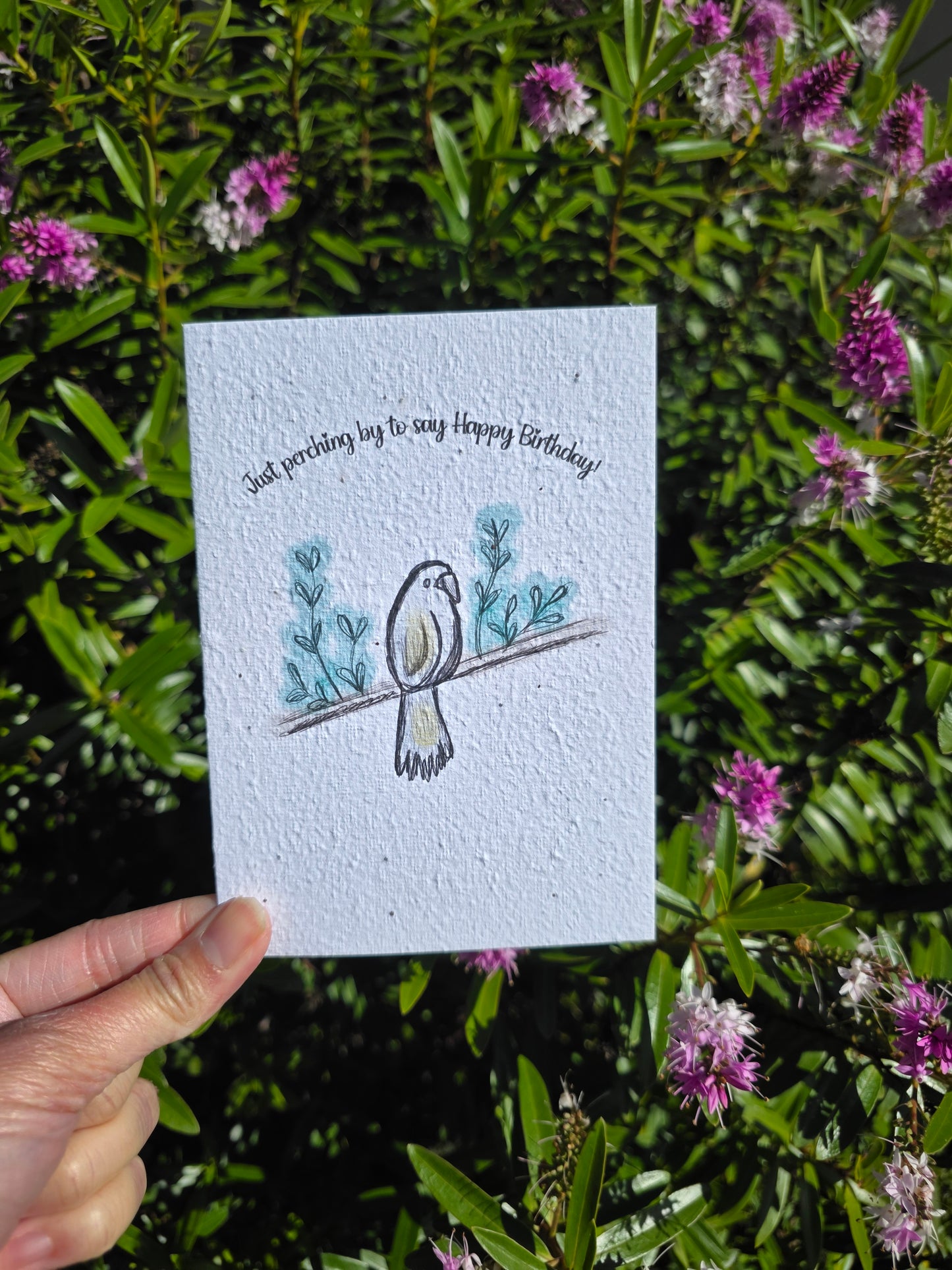 Just Perching Birthday seeded card
