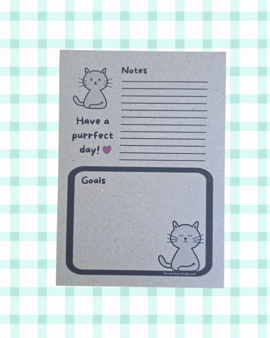 100% recycled hand-crafted A5 notepad - Sleepy Catty